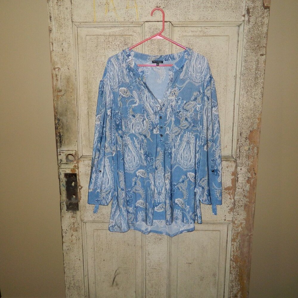 Ava & Grace Paisley 3/4 sleeve Stretch Blouse Sz 3X (VV-9)